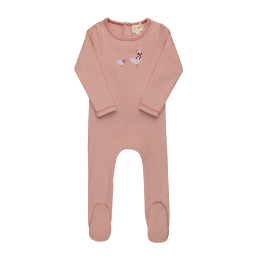 Ely's & Co Cotton Cross Stitch Duckling Collection Footie - Pink