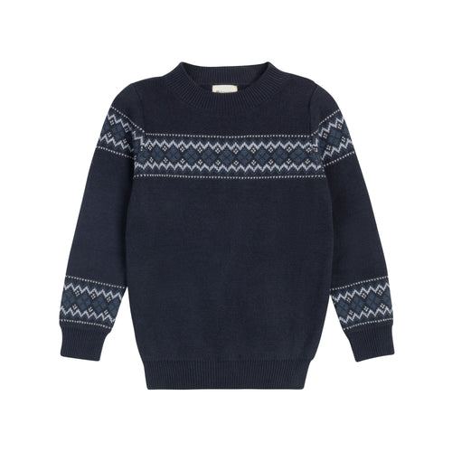Looms Fair Isle Collection Boys Sweater - Grey/Blue