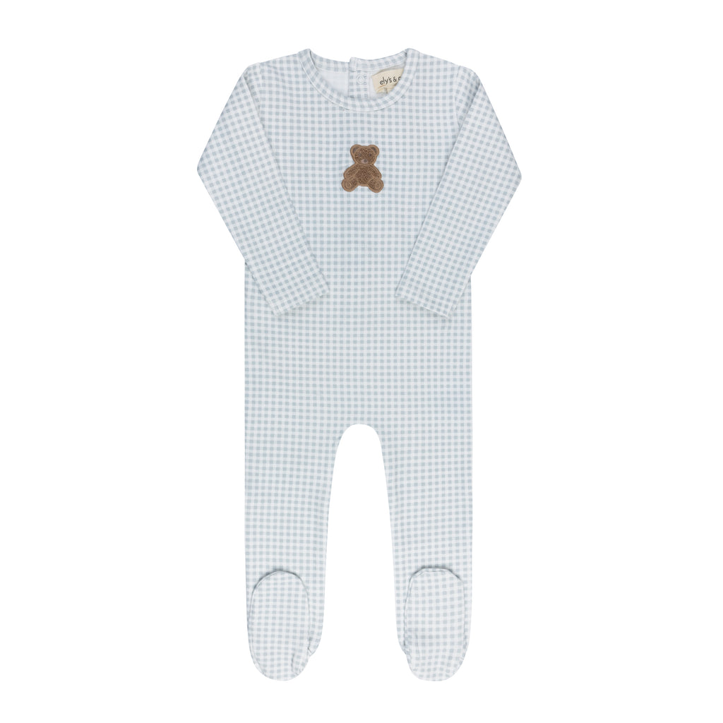 Ely's & Co Gingham Teddy Collection Footie - Blue