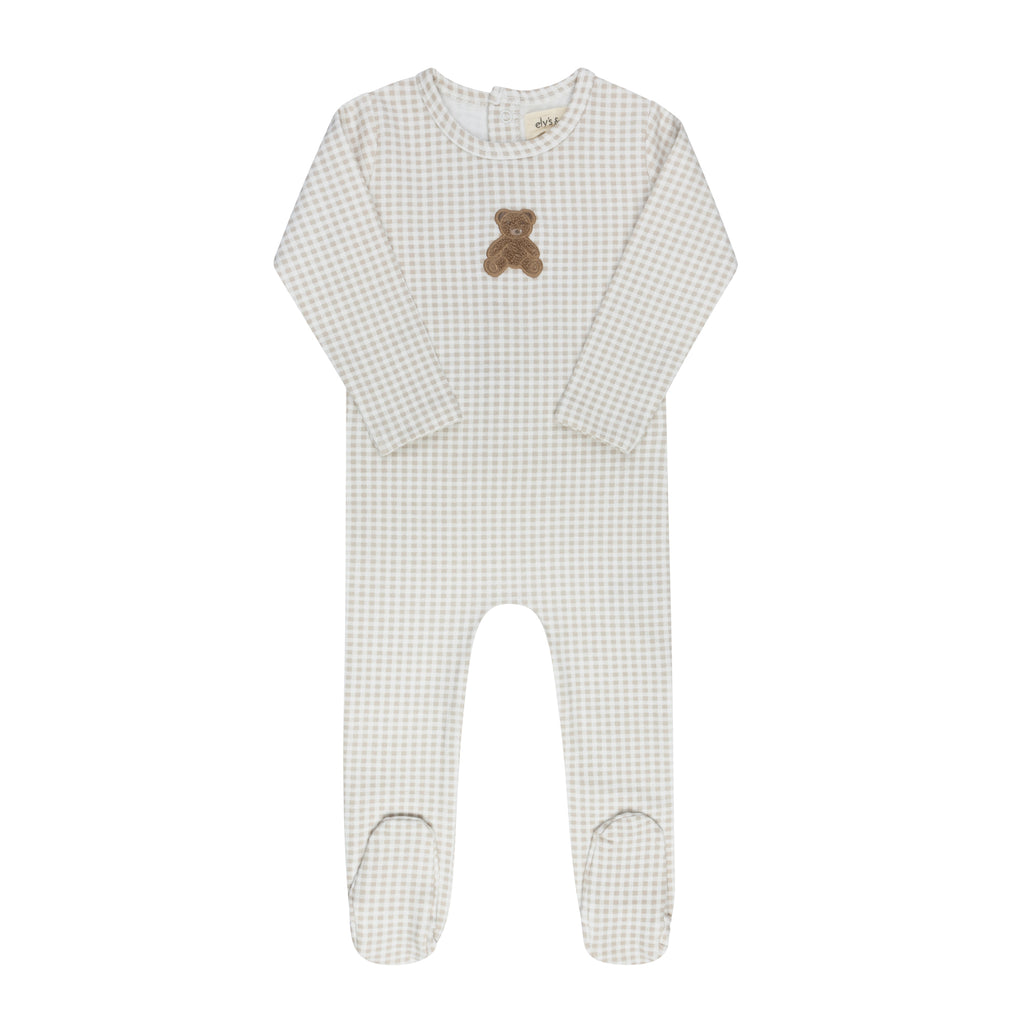 Ely's & Co Gingham Teddy Collection Footie - Tan