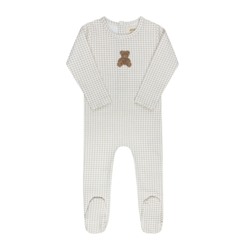 Ely's & Co Gingham Teddy Collection Footie - Tan
