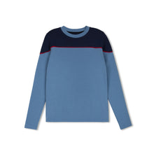 Load image into Gallery viewer, Velvette Label Blue With Red Stripe Tee