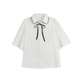 Velvette Label Navy Bow Tie Blouse