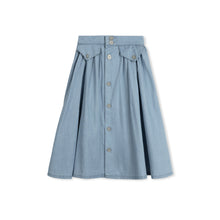 Load image into Gallery viewer, Velvette Label Light Denim Button Skirt