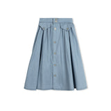 Velvette Label Light Denim Button Skirt