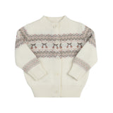 Looms Fair Isle Collection Baby Cardigan- Ivory/Mauve