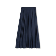 Load image into Gallery viewer, Velvette Label Navy Pleated Midi Skirt