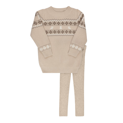 Looms Fair Isle Collection 2PC Set - Taupe