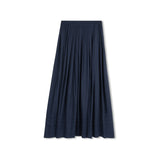 Velvette Label Navy Pleated Midi Skirt