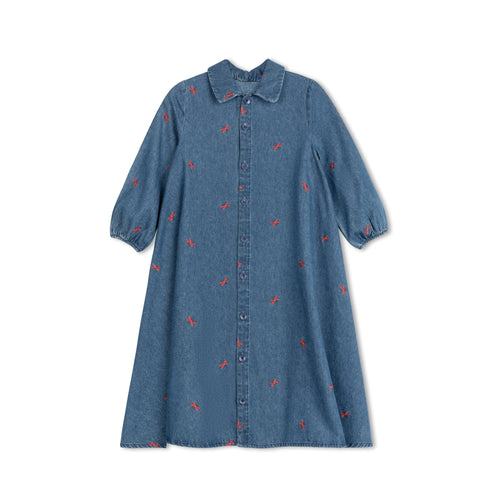 Velvette Label Red Bow Denim Dress