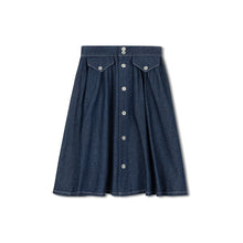 Load image into Gallery viewer, Velvette Label Dark Denim Button Skirt