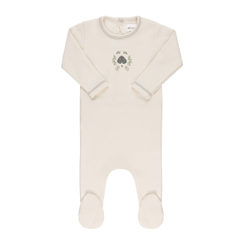 Ely's & Co Garden Floral Center Collection Footie - Ivory Boy