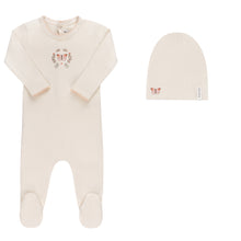 Load image into Gallery viewer, Ely's &amp; Co Garden Floral Center Collection Footie &amp; Beanie - Ivory Girl