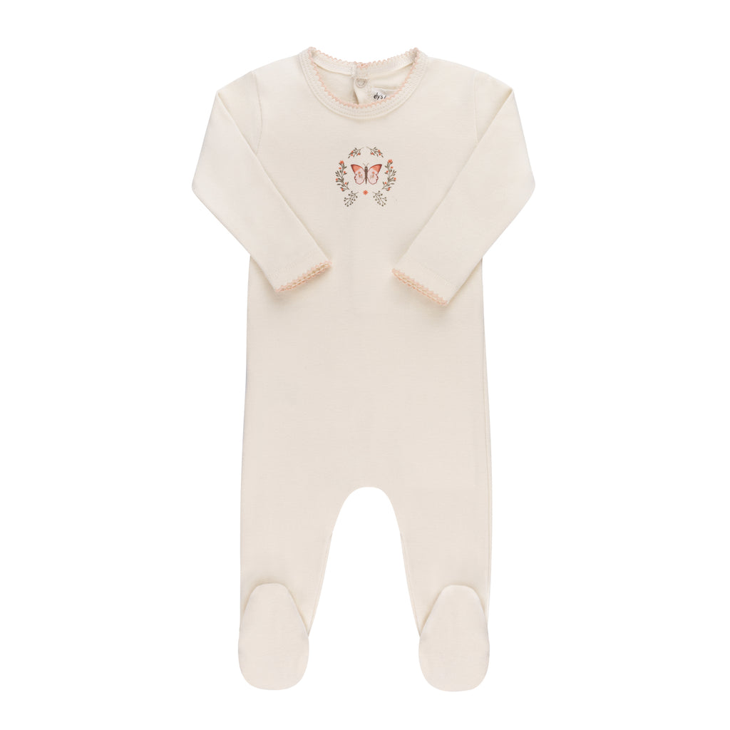 Ely's & Co Garden Floral Center Collection Footie - Ivory Girl