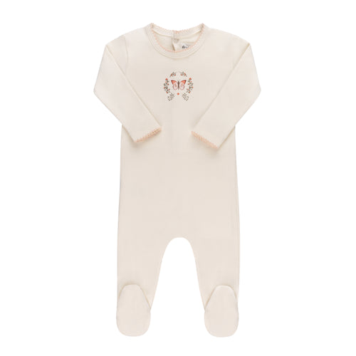 Ely's & Co Garden Floral Center Collection Footie - Ivory Girl