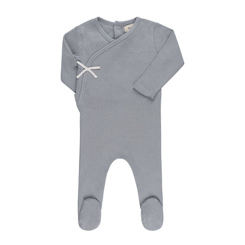 Ely's & Co Organic Amore Pointelle Collection Footie - Blue/Silver