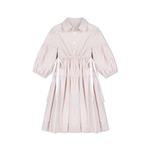 Velvette Label Pink Stripe Waisted Dress