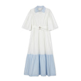 Velvette Label White Belted Midi