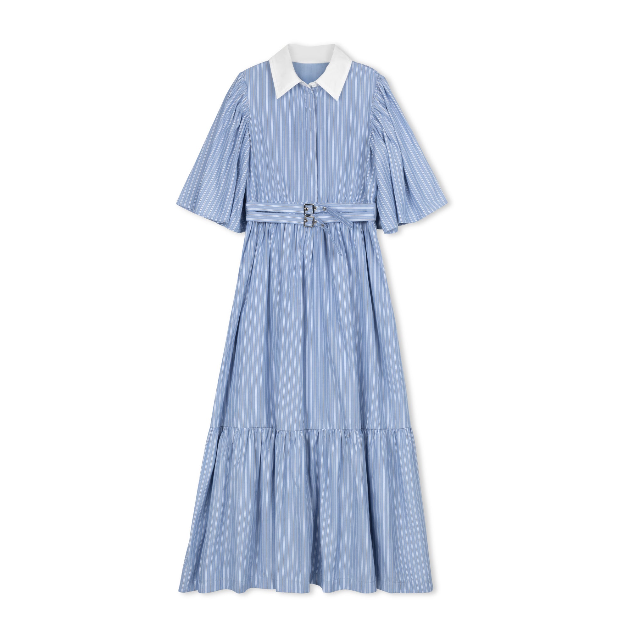 Velvette Label Striped Belted Midi – Moonlight