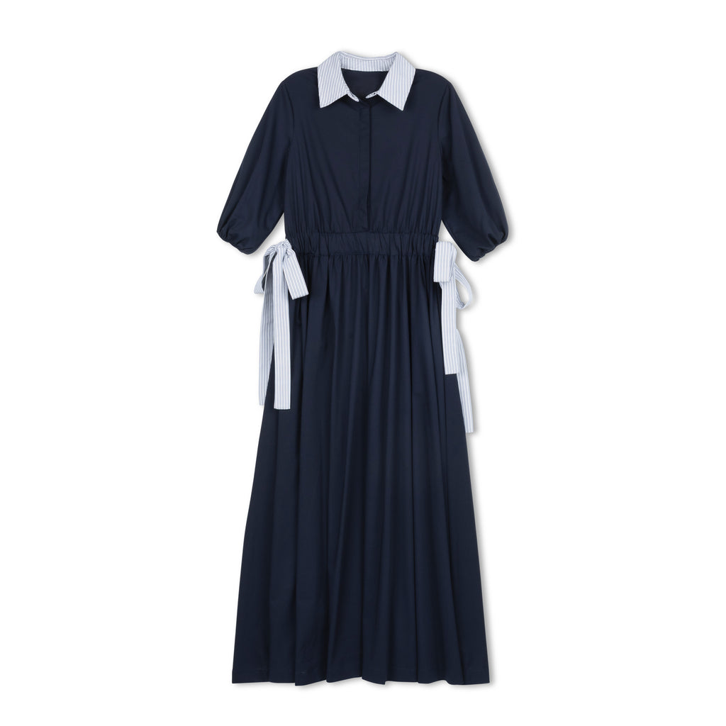Velvette Label Navy Side Tie Midi