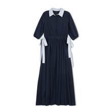 Load image into Gallery viewer, Velvette Label Navy Side Tie Midi