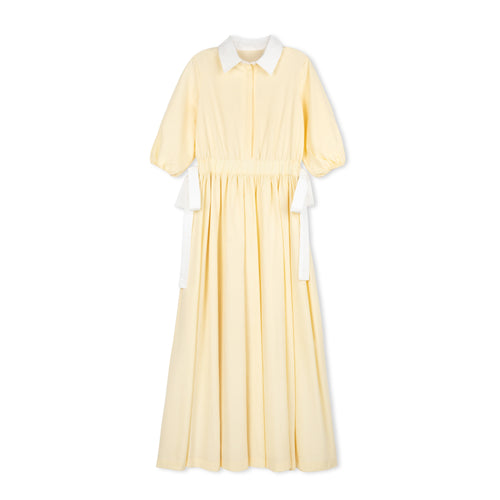 Velvette Label Yellow Side Tie Midi