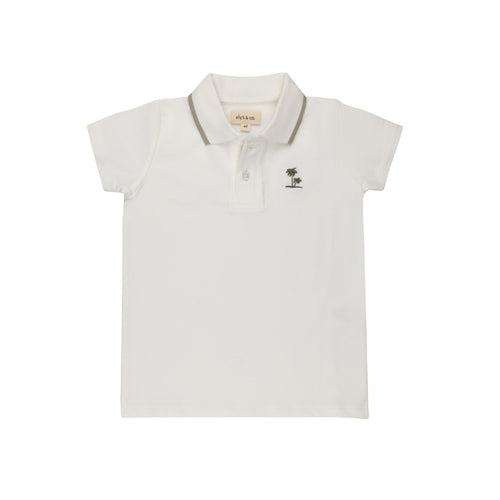 Ely's & Co Ribbed Palm Embroidered Collection Polo - Ivory