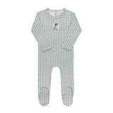 Ely's & Co Jersey Cotton Owl Gingham Collection Footie - Blue