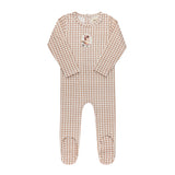 Ely's & Co Jersey Cotton Owl Gingham Collection Footie - Mauve