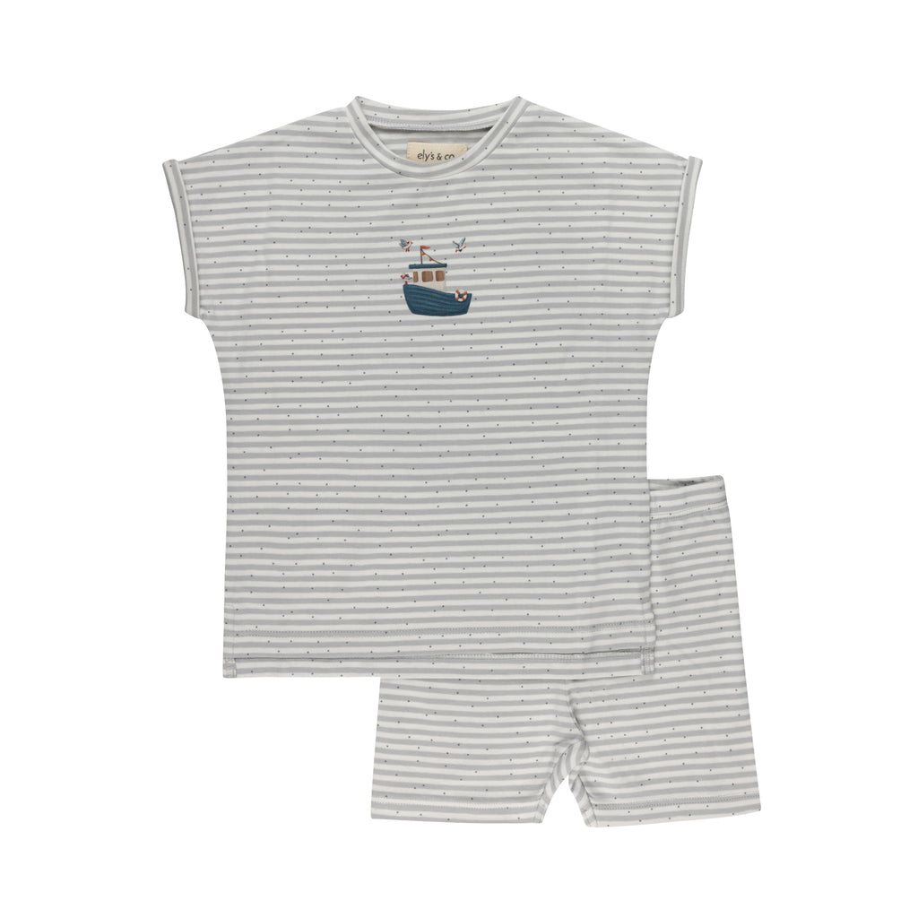 Ely's & Co Nautical Stripe Collection T-shirt And Shorts Set - Blue