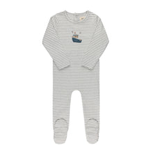 Load image into Gallery viewer, Ely's &amp; Co Nautical Striped Collection Footie - Blue