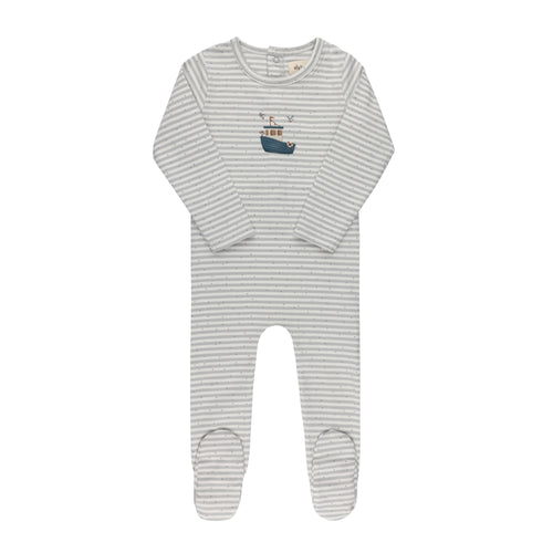 Ely's & Co Nautical Striped Collection Footie - Blue