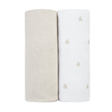 Ely's & Co 2 Pack Jersey Crib Sheet - Gingham Bear Collection - Tan