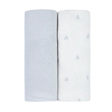 Load image into Gallery viewer, Ely's &amp; Co 2 Pack Jersey Crib Sheets - Gingham Bear Collection - Blue