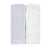 Ely's & Co 2 Pack Jersey Crib Sheets - Gingham Bear Collection - Blue