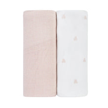 Load image into Gallery viewer, Ely's &amp; Co 2 Pack Jersey Crib Sheet - Gingham Bear Collection - Pink