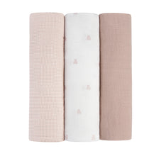 Load image into Gallery viewer, Ely's &amp; Co 3 Pack Muslin Swaddles - Gingham Bear Collection - Pink