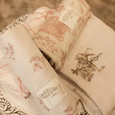 Petite Belle Butterfly Swaddle & Burp Cloth Set
