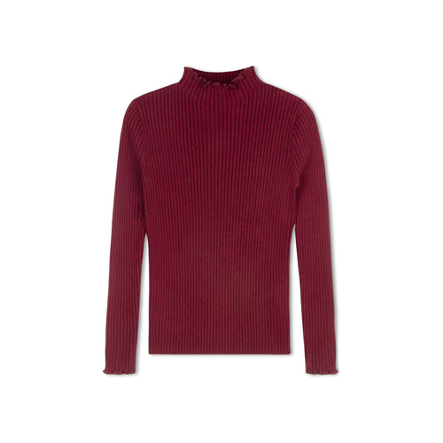 Byke Lettuce Trim Mockneck - Wine