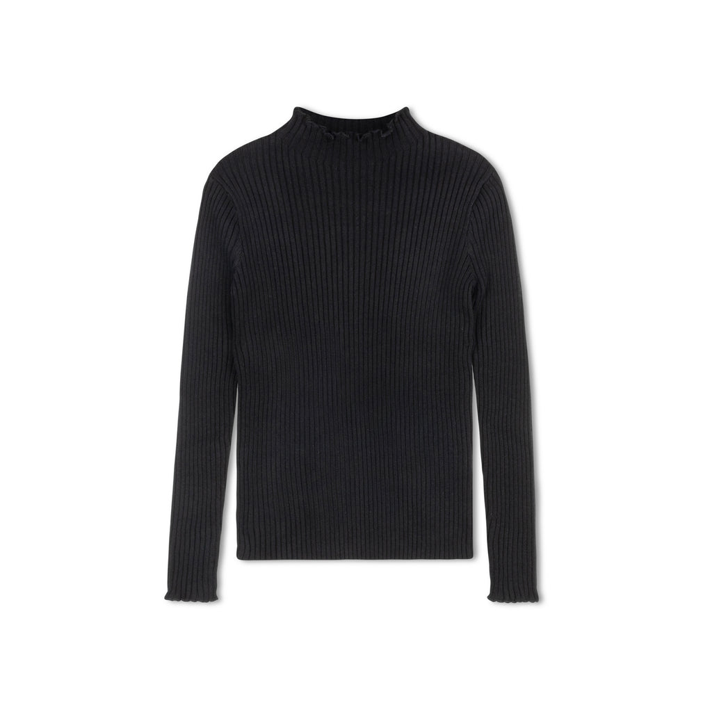 Byke Lettuce Trim Mockneck - Black