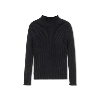 Byke Lettuce Trim Mockneck - Black