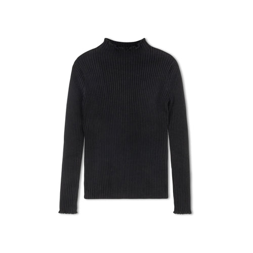 Byke Lettuce Trim Mockneck - Black