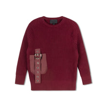 Load image into Gallery viewer, Byke Buckle Pocket Knit Crewneck - Wine