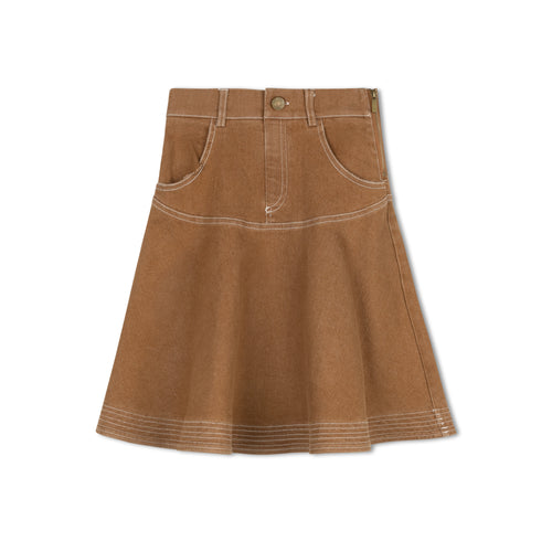 Byke Denim Yoke Skirt - Camel Wash