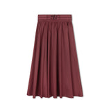 Byke Midi Taffeta Buckle Skirt - Wine