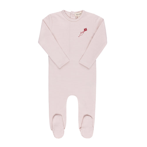 Ely's & Co Organic French Terry Kite Footie - Pink Stripe