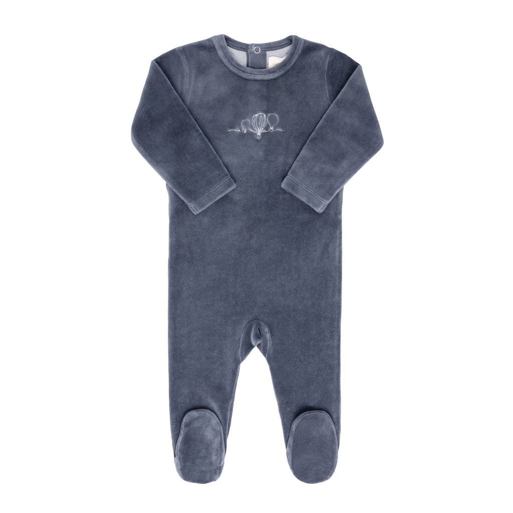 Ely's & Co Velour Hot Air Balloon Collection Footie - Blue