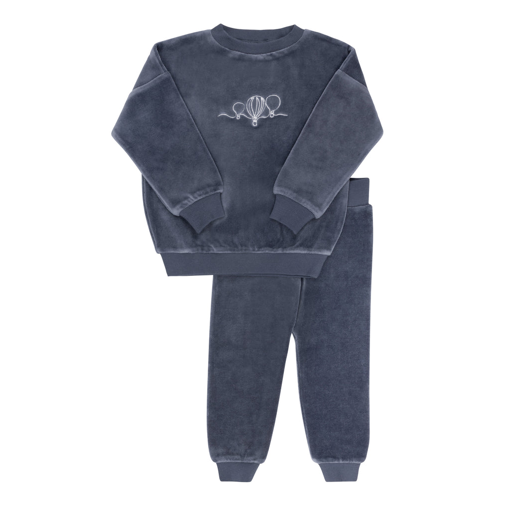 Ely's & Co Velour Embroidered Hot Air Balloon Lounge Set - Blue