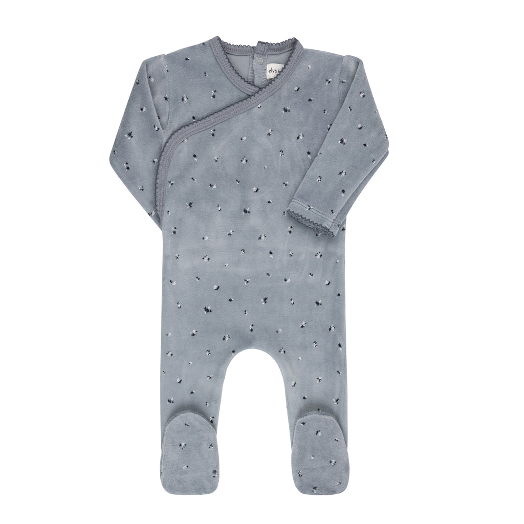 Ely's & Co Velour Cluster Leaf Footie - Blue