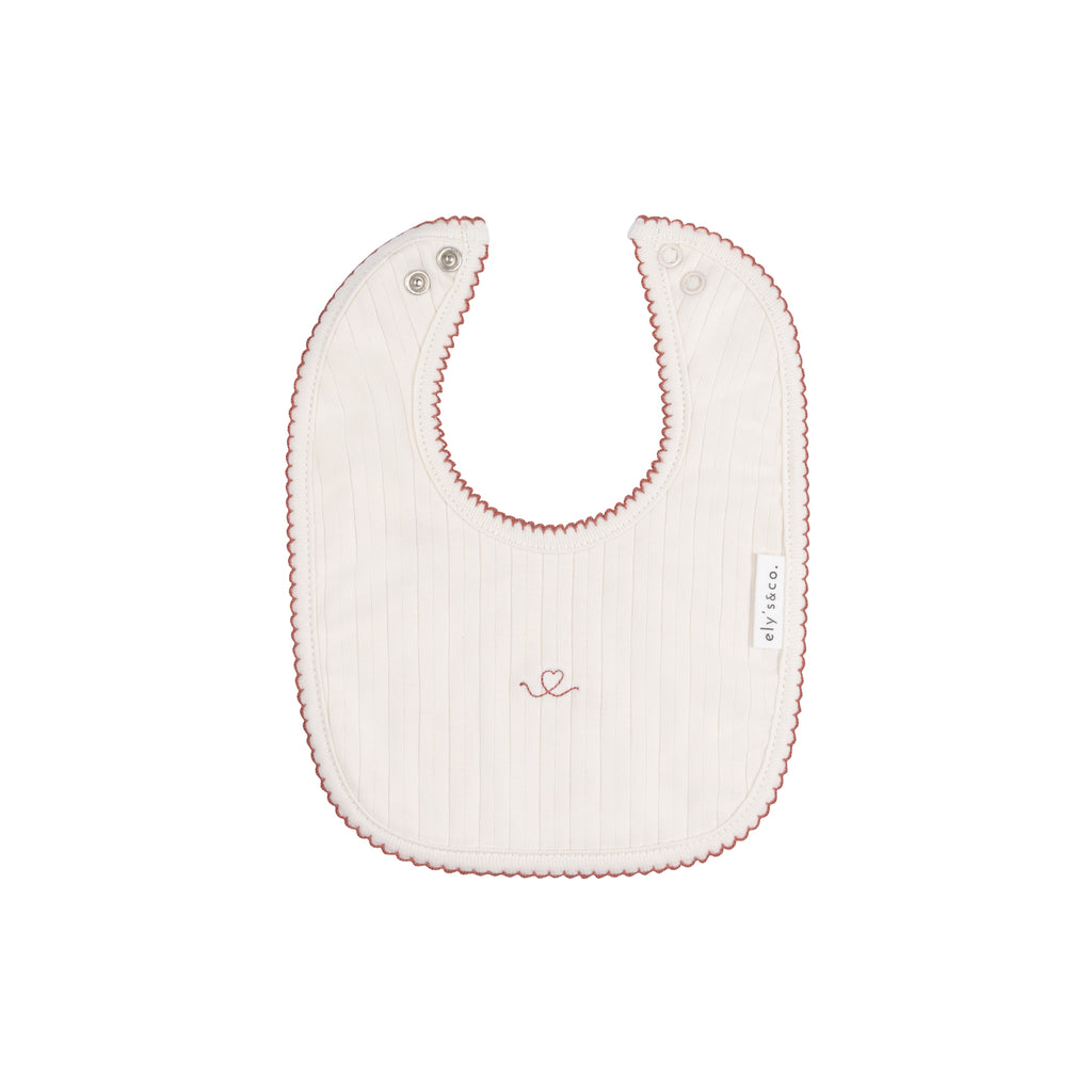 Ely's & Co Organic Cotton Little One Bib - Ivory /Pink